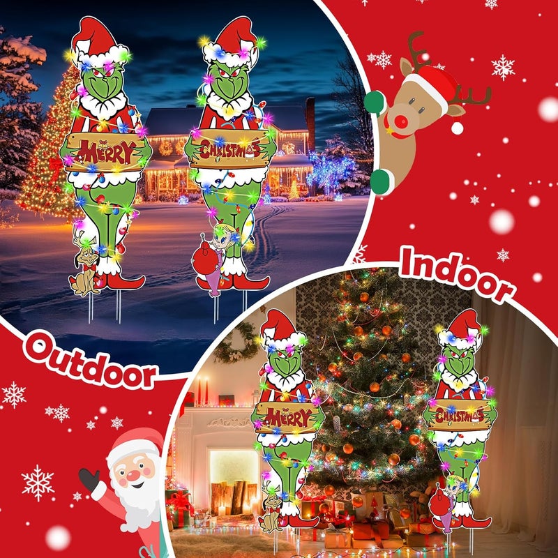 HEORIM 2 Pcs Large Christmas Outdoor Decorations with Metal Stakes Merry Christmas Yard Signs for Lawn, Garden Yard Decor - Image 3